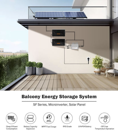 HEPWAY Balcony Solar Storage System w/ SF100D-E & SF100X Batteries