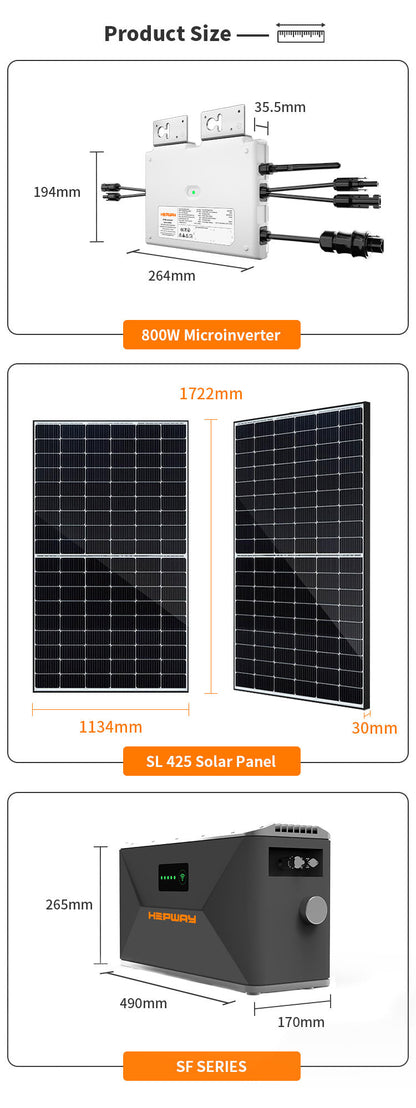 HEPWAY Balcony Solar Storage System w/ SF100D-E & SF100X Batteries