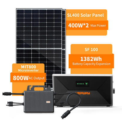 Système de stockage solaire pour balcon HEPWAY = panneau solaire 800 W + batterie de stockage d'énergie (SF100) + micro-onduleur 800 W 