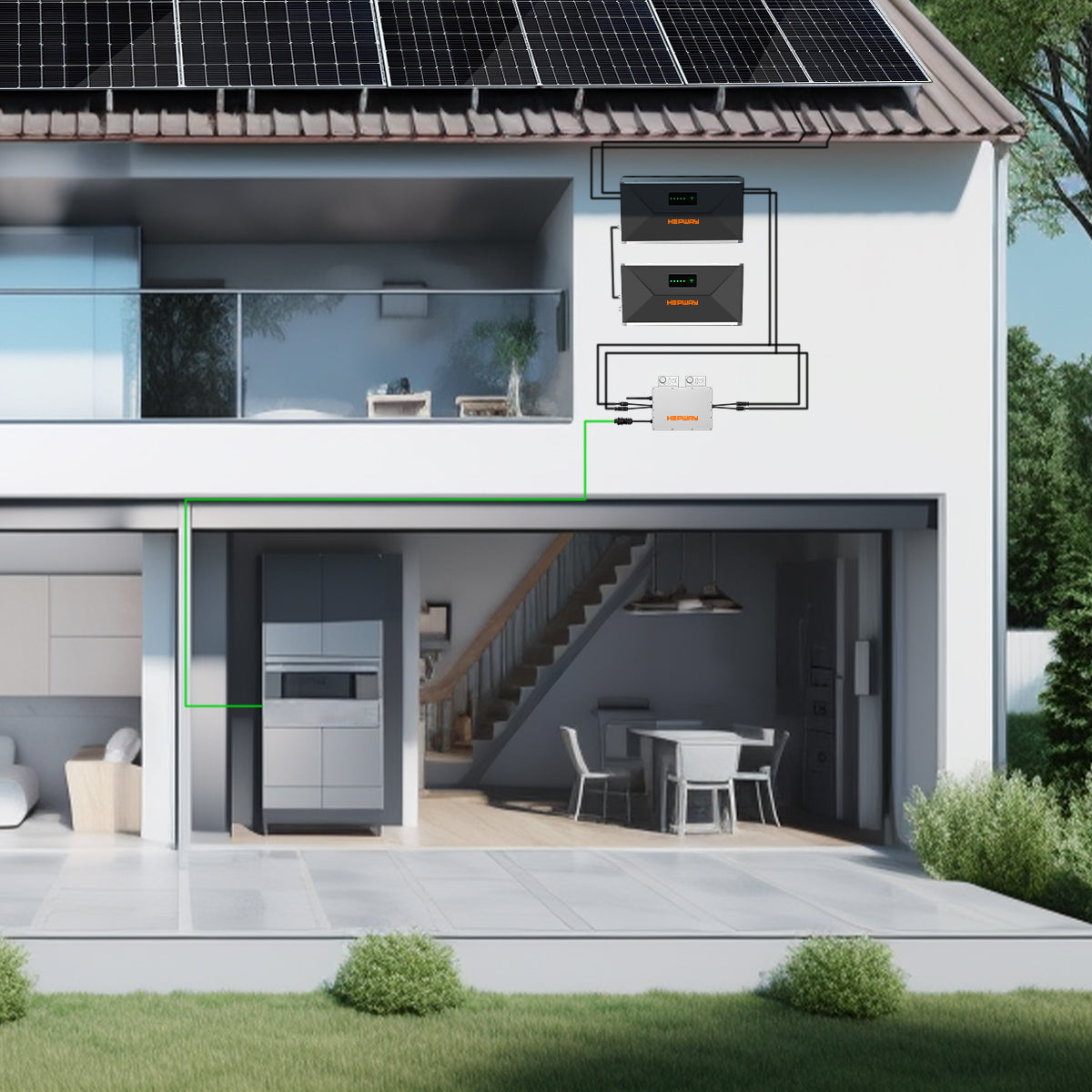 HEPWAY SF100D-E 1600W Balkon-Solarspeicherbatterie (Unterstützung für Erweiterung)