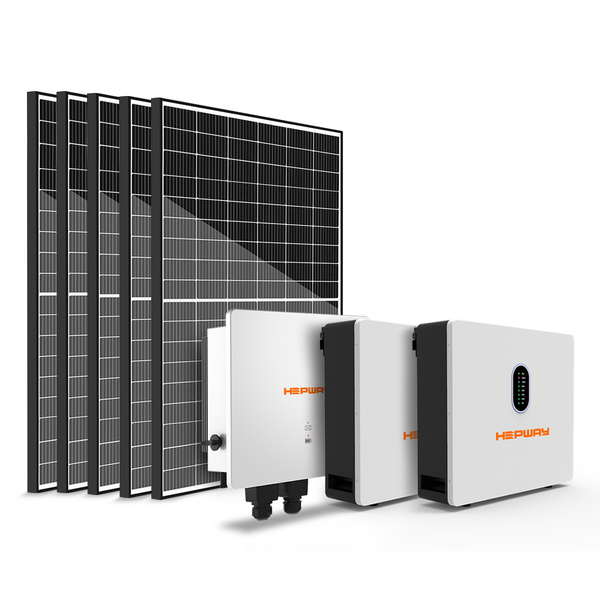 HEPWAY Home Energy Storage Speichersystem = 5000 W Hybrid-Wechselrichter + 5120 Wh Speicherbatterie + 2000 W Solarpanel